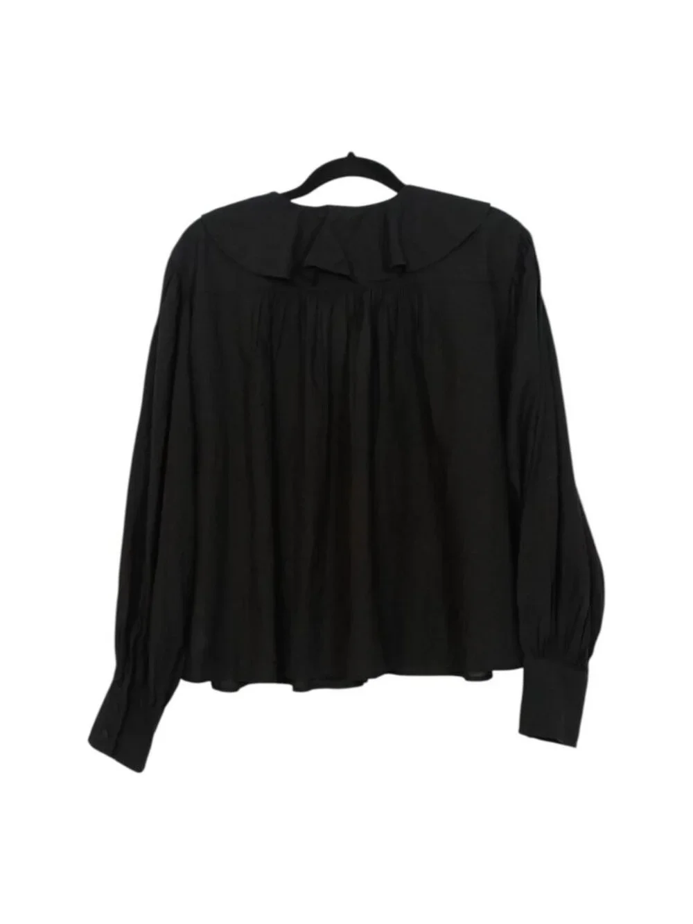 Madewell Ruffled Pintucked Long Sleeve Top Size M Button Up NWT Black Blouse
